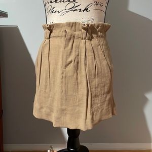 The Kooples Tan Paperbag Mini Skirt